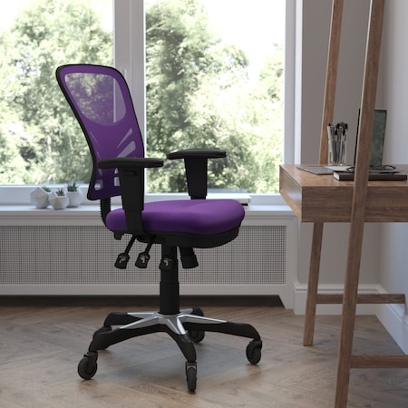 Flash Furniture Purple Mesh Multifunction Chair - Roller Wheels HL-0001-PUR-RLB-GG